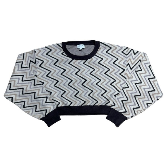 Le Lis Tan & Cocoa Long Sleeve Cropped Sweater Women’s US S - Picture 1 of 8